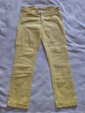 Weekend Max Mara W111 Garment Dyed Pastel Yellow Skinny Jeans Womens Size 4